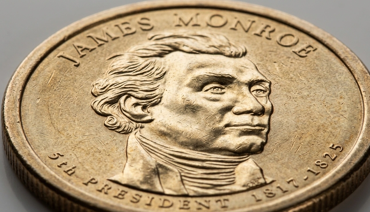 Detailed close-up of Monroe coin obverse with sharp portrait detail